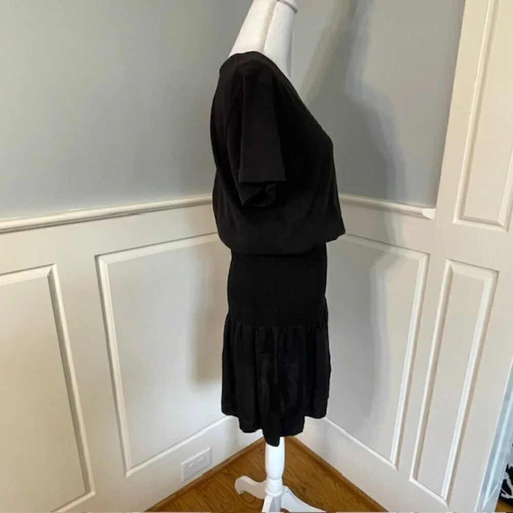 Nation LTD 100% Cotton Smocked Mini Dress Kacy Combo Black Medium - Picture 5 of 8
